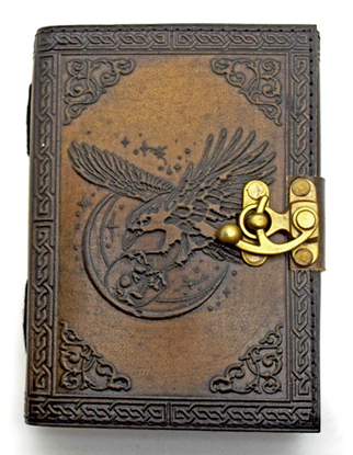 Raven Holding Skull with Moon Leather Embossed Journal